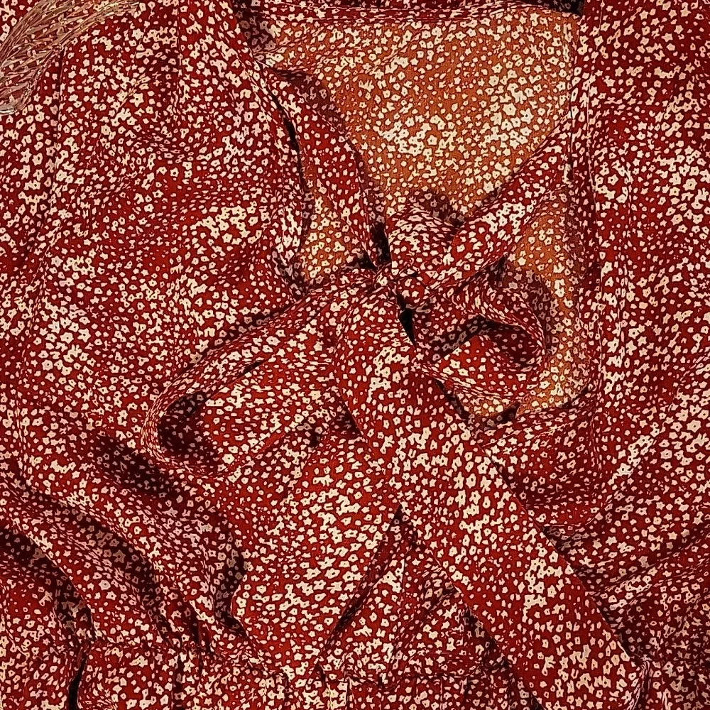 Red and white ditsy print dress - Picture 6 of 6